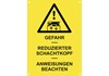 Hinweisschild mit Warnzeichen für reduzierter Schachtkopf 150x215