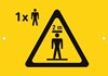 Hinweisschild mit Warnzeichen für Schutzraumhöhe 2,0 m (1 Person aufrecht) 