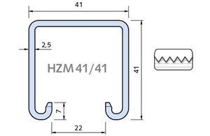Montage-Zahnschienen Profil HZM 41/41