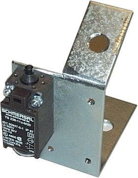 Metal support for pit ladder type E, with electrical safety switch